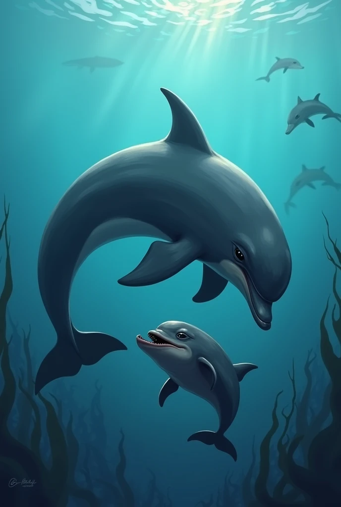 Mother dolphin complains about her poor baby dolphin