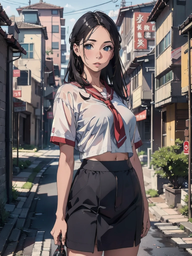 (8k, RAW Photos, Highest quality, masterpiece: 1.2), (Realistic, Realistic: 1.37), 1 girl, Urban Background, Avatar .50mm lens