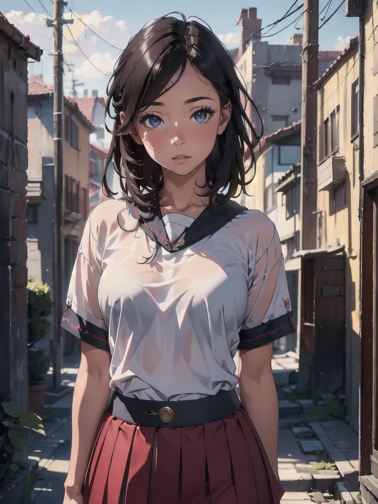 (8k, RAW Photos, Highest quality, masterpiece: 1.2), (Realistic, Realistic: 1.37), 1 girl, Urban Background, Avatar .50mm lens