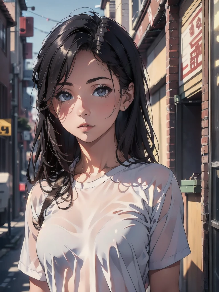 (8k, RAW Photos, Highest quality, masterpiece: 1.2), (Realistic, Realistic: 1.37), 1 girl, Urban Background, Avatar .50mm lens