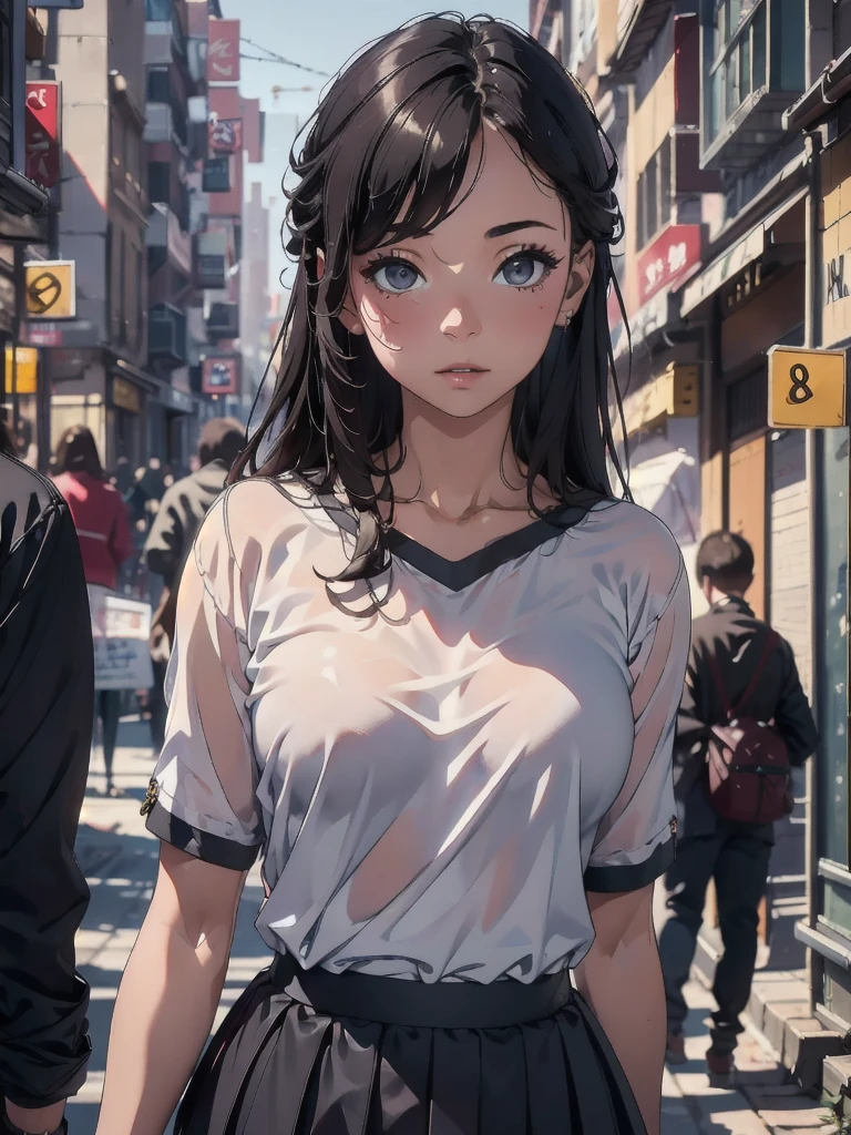 (8k, RAW Photos, Highest quality, masterpiece: 1.2), (Realistic, Realistic: 1.37), 1 girl, Urban Background, Avatar .50mm lens