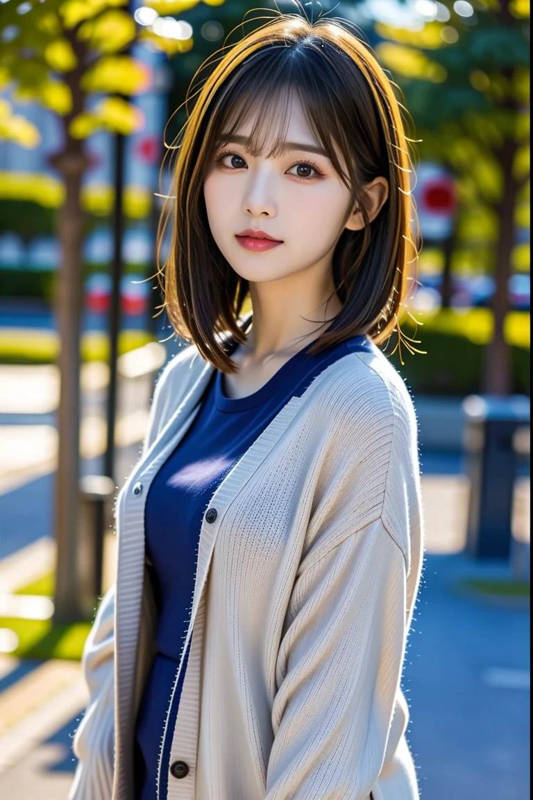 Graceful young Japanese woman wearing Blouse and cardigan of Japanese school uniform,nogizaka46,fat, body positive, 36B, high resolution. The attire subtly accentuates a full figure akin to Jennifer Lopez or Kate Upton,showcasing confidence and charm. Minimal yet tasteful skin exposure, highlighting poise and allure --s 750 --v 6.0
