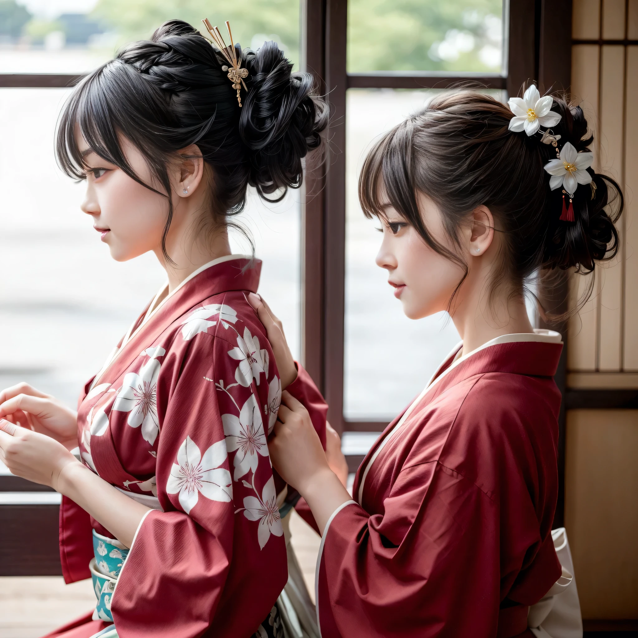 Red kimono、hairpin, Geisha hairstyle, Japanese Geisha, Geisha photoポートレート, Beautiful geisha, Traditional Japanese, Japanese skilled geisha, Japanese women, remarkable, Traditional geisha costume, Geisha photo, Highest quality