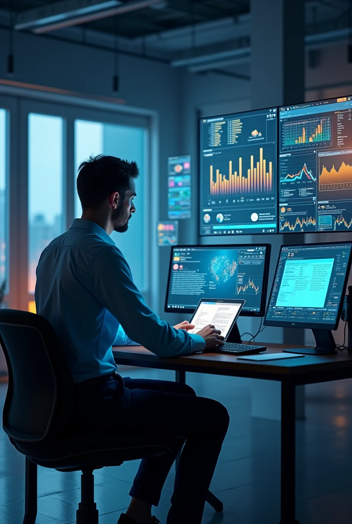 Computer formatting and human notebook sitting with back IPTV sales and digital marketing