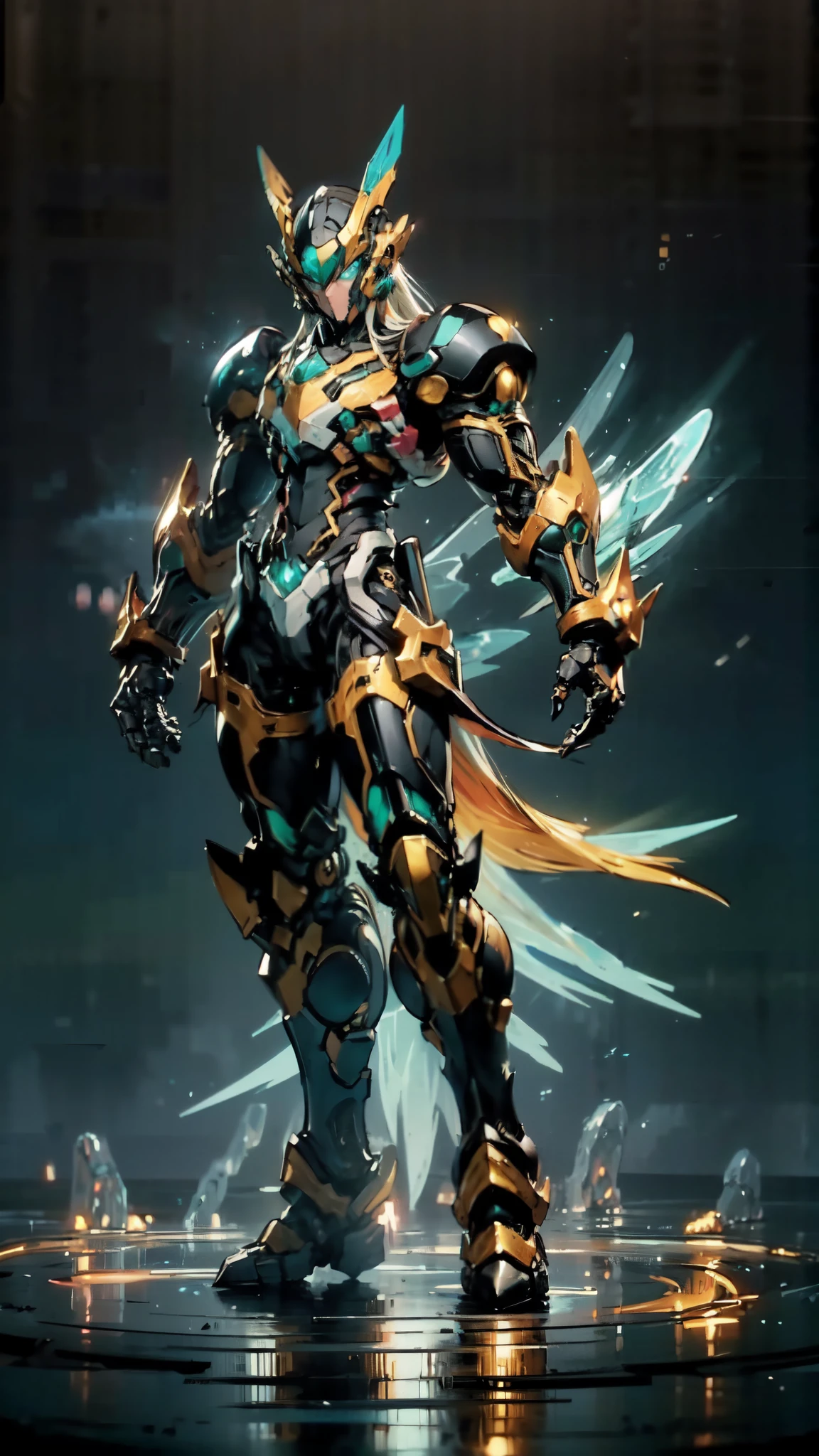 (masterpiece:1.5, best quality:1.5, extremely delicate:1.5), a man wearing a full-face helmet, a fantasy-style biotech armored combat suit, green eyes, (a composite layered chest armor), fully enclosed shoulder guards, matching arm and leg guards, belt of Neon circuit, (the color scheme is primarily black with green and red accents), the design balances heavy with agility, a high-tech bio-mecha armor, (Armor Concept Inspired by Bee, stand on the top of a skyscraper in a futuristic sci-fi city), this character embodies a finely crafted fantasy-surreal style armored hero in anime style, exquisite and mature manga art style, (element, plasma, energy, the armor glows), ((male:1.5)), metallic, high definition, highres, ultra-detailed, ultra-fine painting, professional, perfect body proportions, golden ratio, anatomically correct, symmetrical face, extremely detailed eyes and face, high quality eyes, creativity, RAW photo, UHD, 32k, Natural light, cinematic lighting, masterpiece-anatomy-perfect