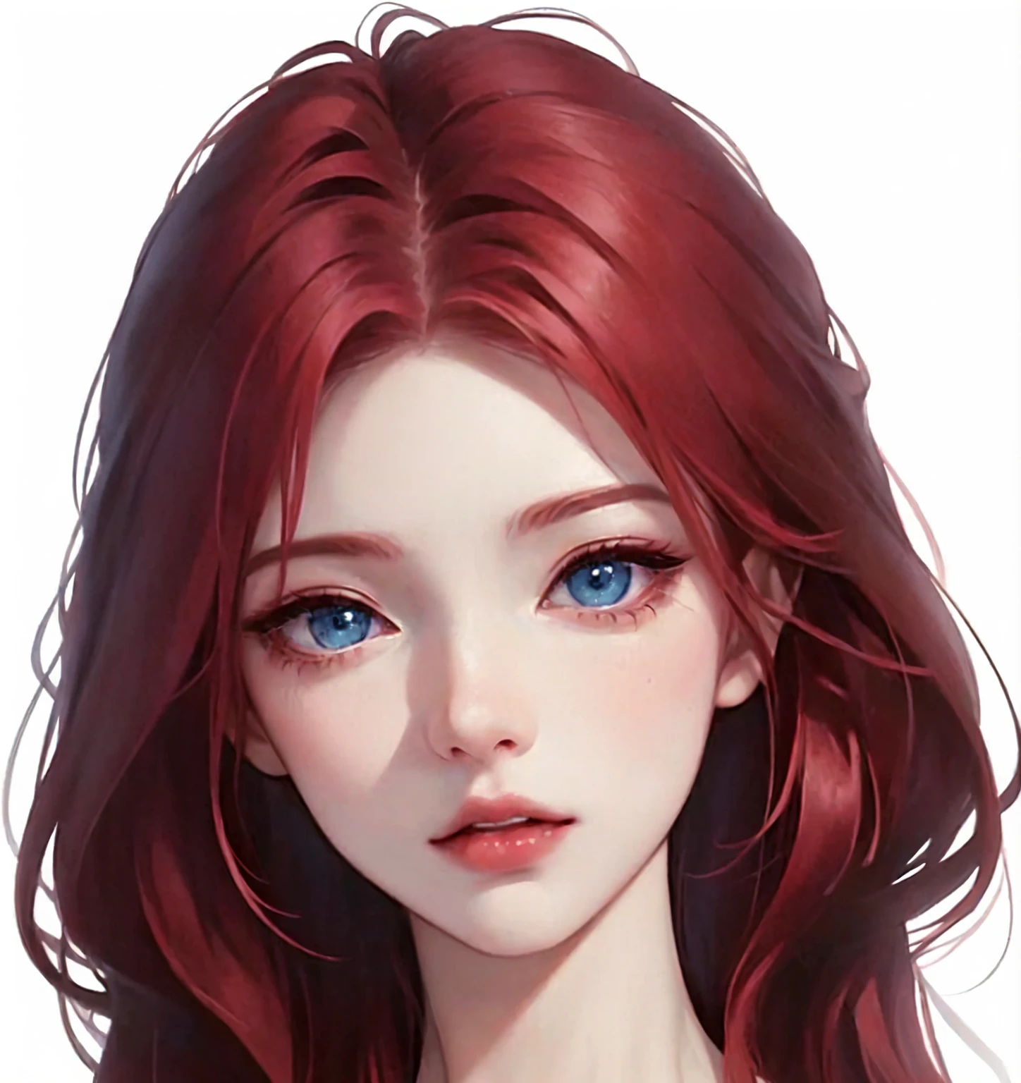 Anime girl with red hair and blue eyes, Detailed portrait of anime girl, Stunning anime face portraits, Beautiful anime portrait, Beautiful anime face, Portrait Anime Girl, Anime Girl Portrait, Kawaii realistic portrait, Portrait of anime girl, Realistic young anime girl, Digital Anime Illustration, Realistic anime art style, Anime style portrait, Pretty anime face, cute Anime Girl Portrait