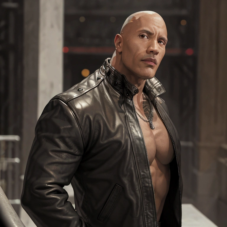 th3r0ck, Black Leather Jacket, arena, wide shot,