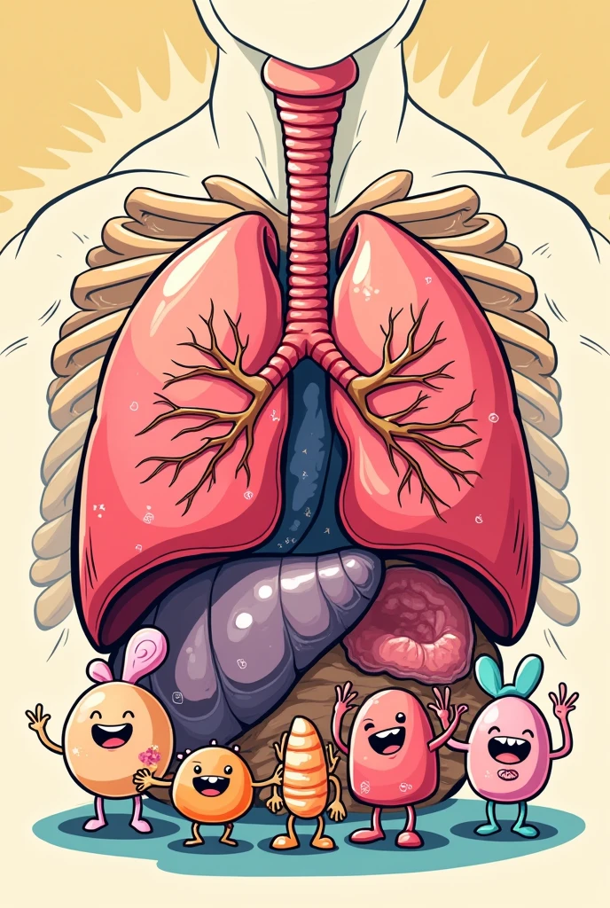 Respiratory system Comic style easy basic drawing