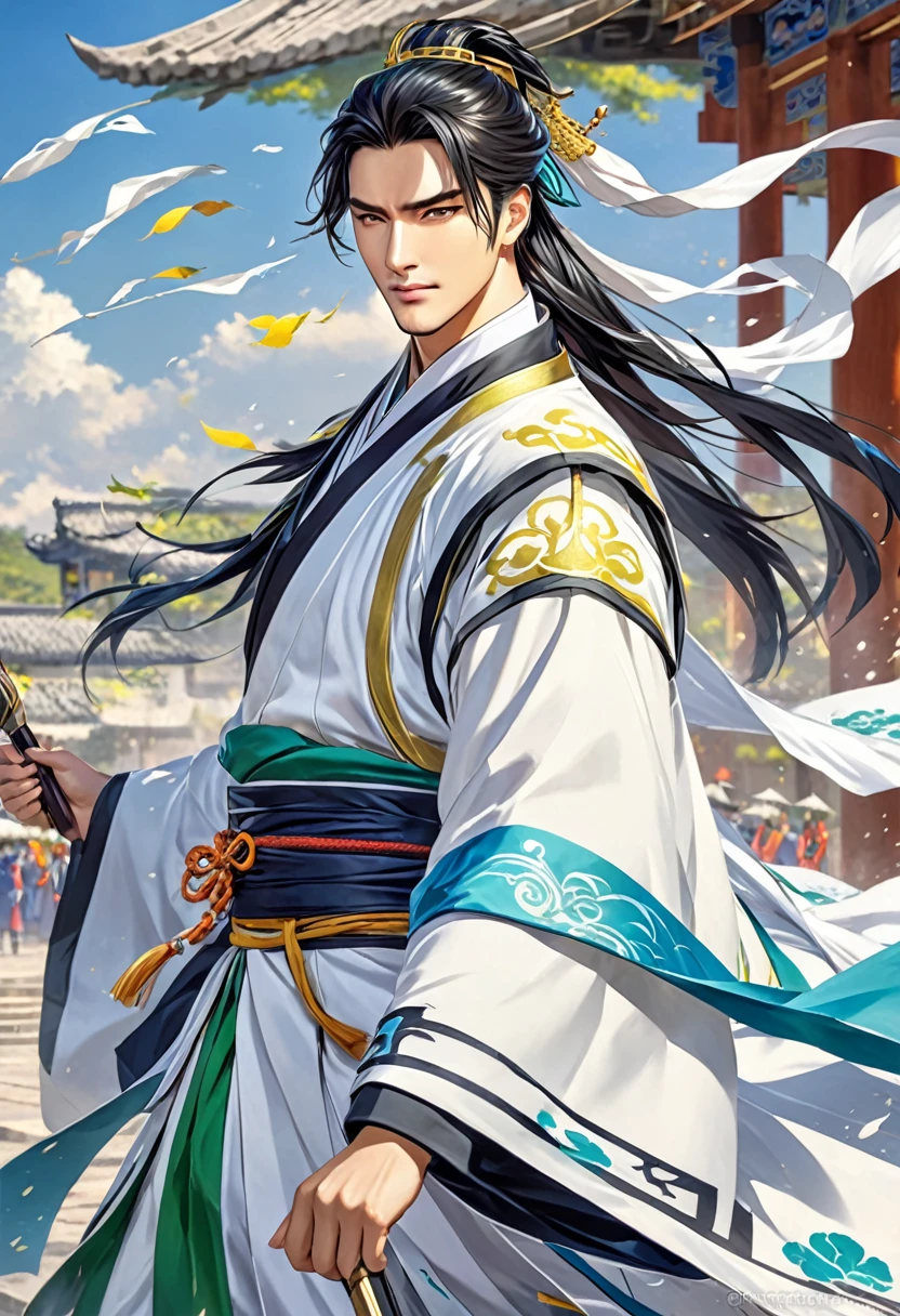 Zhuge Liang, tactician, handsome, debt, wind, 20&#39;s, youth, no beard, Gentle impression