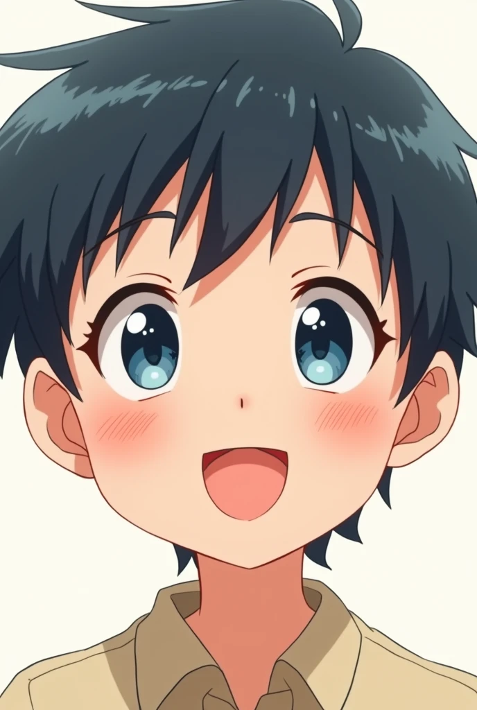 anime、Smiling boy、Blue Eyes、Center Part