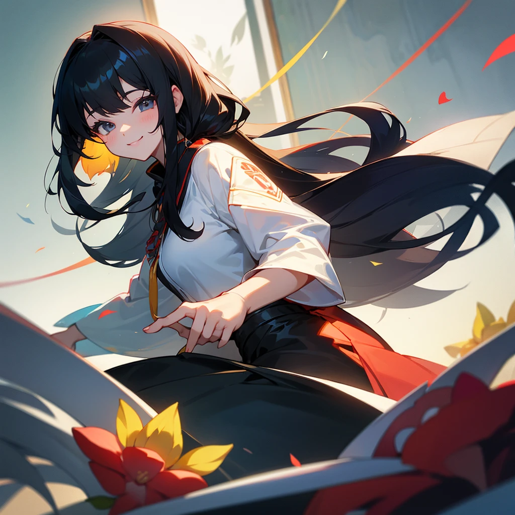 beautiful girl、smile、Playing a game、Black Hair、Long Hair