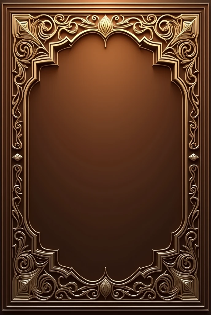 Brown background with Persian illumination border in rectangle shape and metallic gold