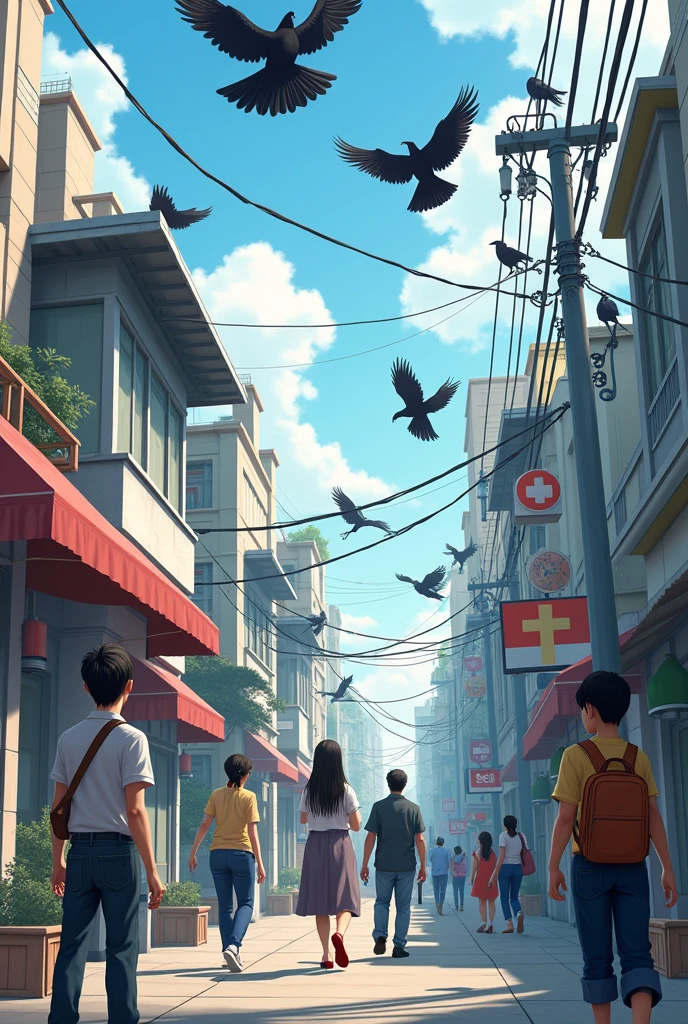 people and crows