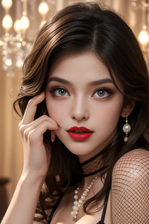 ultra realistic 8k cg, picture-perfect face, flawless, clean, masterpiece, professional artwork, famous artwork, cinematic lighting, cinematic bloom,
super realistic 8K, Perfect, clean , masterpiece, Professional artwork, famous artwork, face perfect, 


23yo girl, solo, alluring step daughter ,(sexy Bangladeshi women:1.2),
beautiful woman,very sexy appearance, seductive , rosy cheeks, smooth skin, 
huge breasts, smooth face, detailed face, smooth skin,shiny skin,highly detailed  face, detailed face, perfect proportions, well-proportioned body of six heads, huge breasts, thin waist, navel, big butt , crotch gap, large thighs,mature,toned legs, long neck, big ,detailed hair, ,detailed breasts, slim waist,beauty, long eyelashes, hourglass body, juicy lips,Beautiful expression, beautiful  eyes, 
Looks good with straight long hair,

Black  hair, long hair, silky hair, detailed bangs, (hair between eyes:1.2),

((Light olive eyes:1.2)),
looking into the camera,  
  detailed eyebrows,

(hourglass body:1.3), ultra detailed, best illustrated, showing off, seductive_pose, sexy eyes,full-body_portrait, Intrinsic exquisite details of (eyes,  hair,  skin,  face,  hands,  fingers,  anatomy),  stunning otherworldly beauty, sexy pose, 

She is wearing (Victoria's Secret VERY SEXY Seamleam Fishnet(Black Ivy) Open-Front Demi Bra:1.3) and (Victoria's Secret VERY SEXY Fishnet Black Ivy G-string thong:1.3),(gorgeous bright neon blue eye makeup),(double eyelids,long eyelashes), (thin red winged eyeliner),

(Maid Cosplay:1.3),
full and juicy lips(glossy red lipstick:1.3), belly jewelery, pearl necklace, pearl ear_rings, perfect fingers and nails, red_fingernails, golden ratio,deep cleavage,
,professional photoshot, incredibly beautiful woman in the form of a 'Desi Milf', elegant wild beauty and attractiveness, seductiveness and inaccessibility, beautiful, photoshot for Vogue magazines, sensual, ultra detailed, ,mature female,1 girl,cowboy_pose,naughty, (iu:0.8),cleavage,