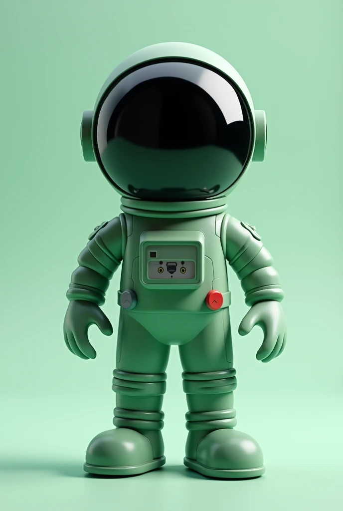 3D cartoon astronaut character standing on two legs, dark green color