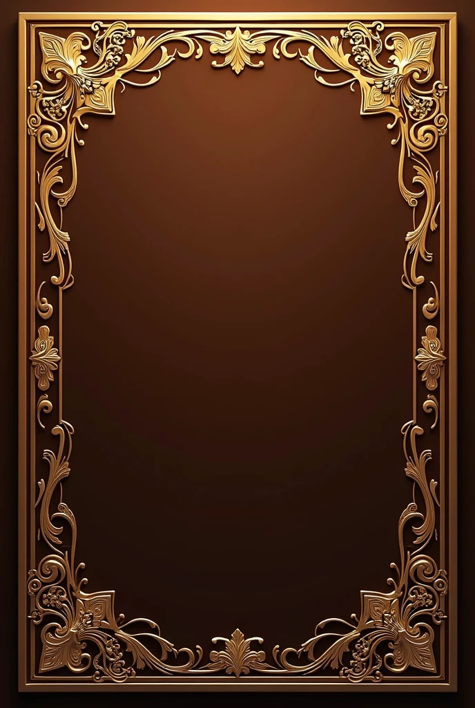 Brown background with Persian illumination border in rectangle shape and metallic gold more enhanced and colorful and make it look more elegant and 3d