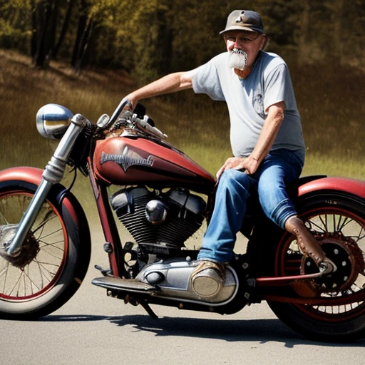 Old Harley Davidson Knucklehead, and his old driver