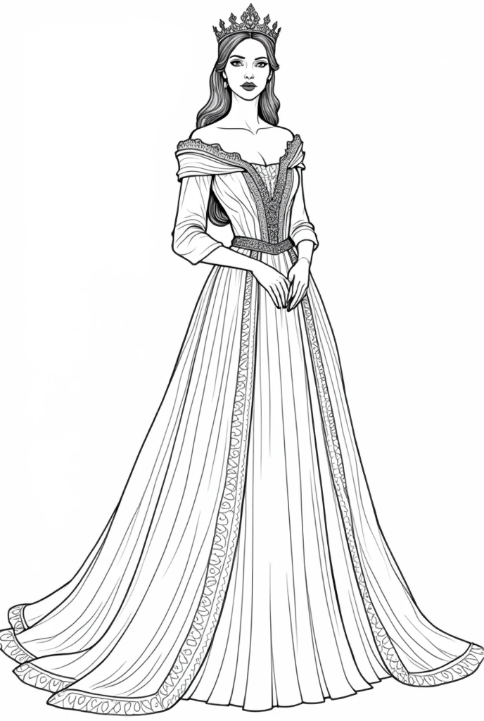 Lady queen coloring book pages black and white