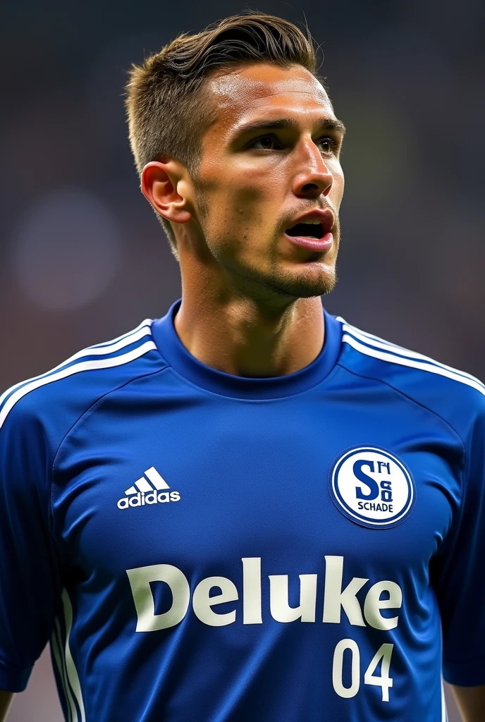 Please make me a picture of the player silvano vos wearing the Schalke 04 jersey from the side
