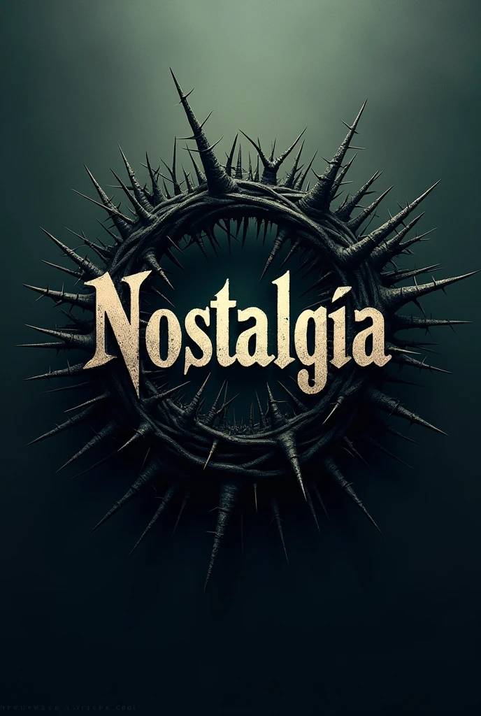 The word "Nostalgia" surrounded by thorns and sharp edges 