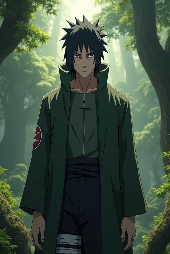 Obito badaass with sun light and in a jungle