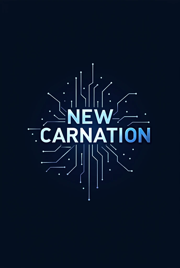 Design a sleek and modern logo for 'New Carnation' that embodies technology and innovation. The logo should feature a bold,futuristic font with the text 'New Carnation' prominently displayed. Incorporate elements such as a circuit board pattern, a computer chip, or digital pixels to represent the tech-savvy nature of the community. Use a color scheme of electric blue and metallic silver, with subtle gradients to add depth. The design should be clean and minimalistic, suitable for both digital and print media