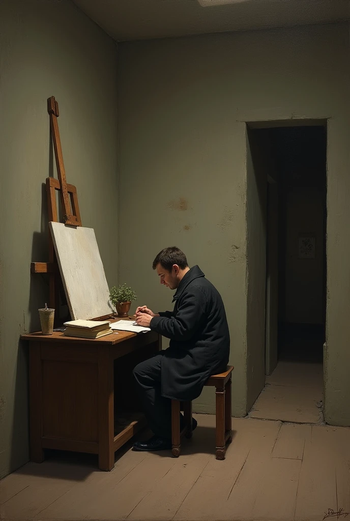 Alone study in room painting 