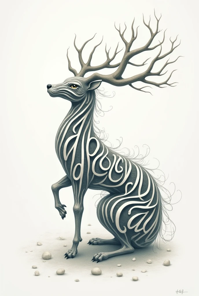 Letters cln forming the figure of an animal