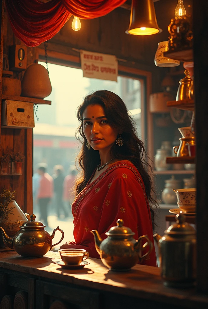 An gorgeous Indian in a tea stall