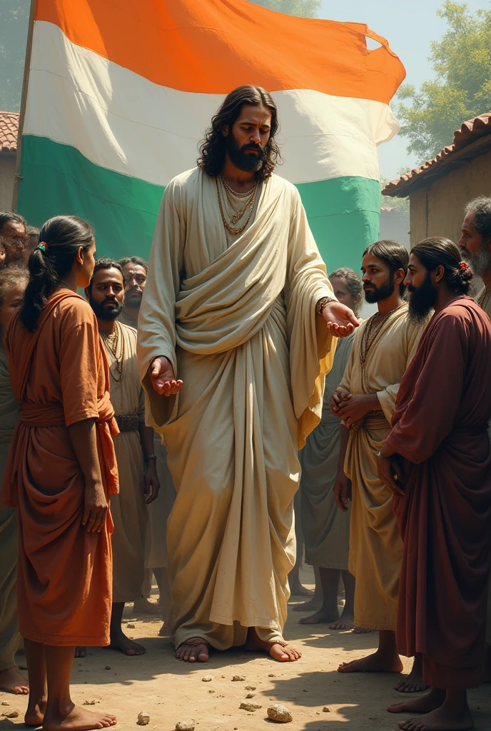 Poor people and india flag images and peolpe worshiping Jesus Christ images