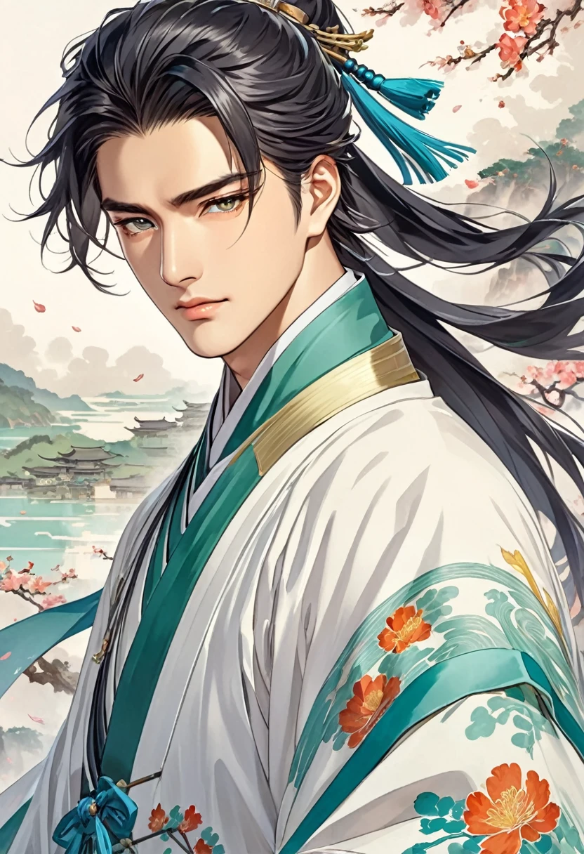 Zhuge Liang, tactician, handsome, debt, wind, A young man in his twenties, youth, no beard, gentleness, I use Waryonggwan