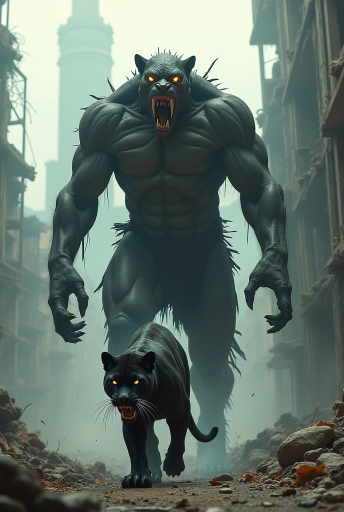 American panther and zombie titan man hybrid
