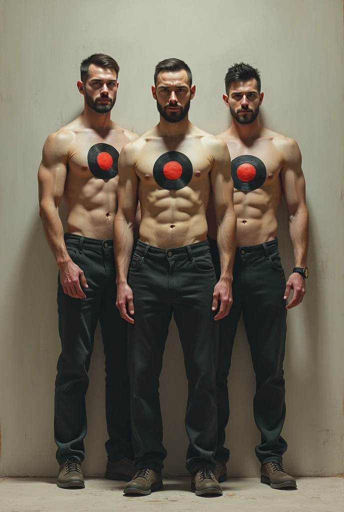 Men with bulging targets