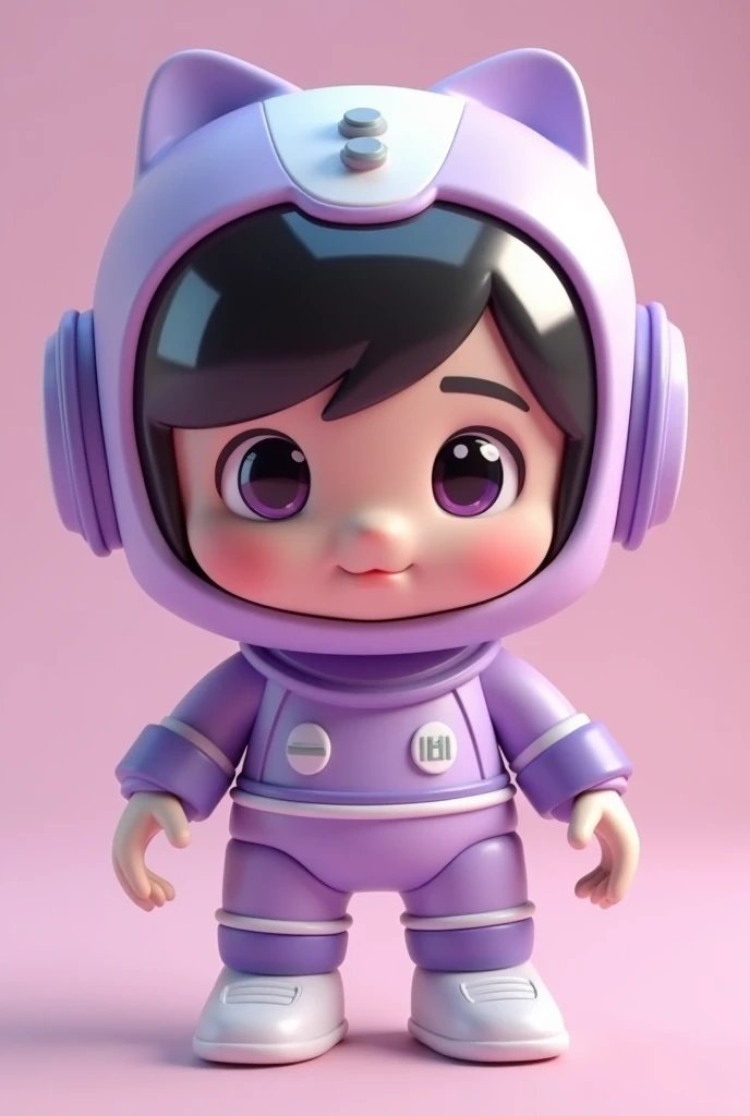a close up of a cartoon character wearing a purple and white outfit, 3d model of a japanese mascot, cute 3 d render, 3 d character, 3d character, cute cartoon character, animation character, toonix character, 3d kid robot, humanoid character, 3 d character render, space molly