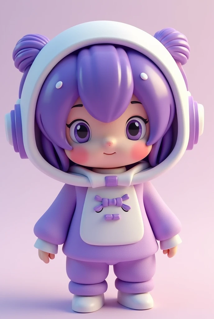 a close up of a cartoon character wearing a purple and white outfit, 3d model of a japanese mascot, cute 3 d render, 3 d character, 3d character, cute cartoon character, animation character, toonix character, 3d kid robot, humanoid character, 3 d character render, space molly