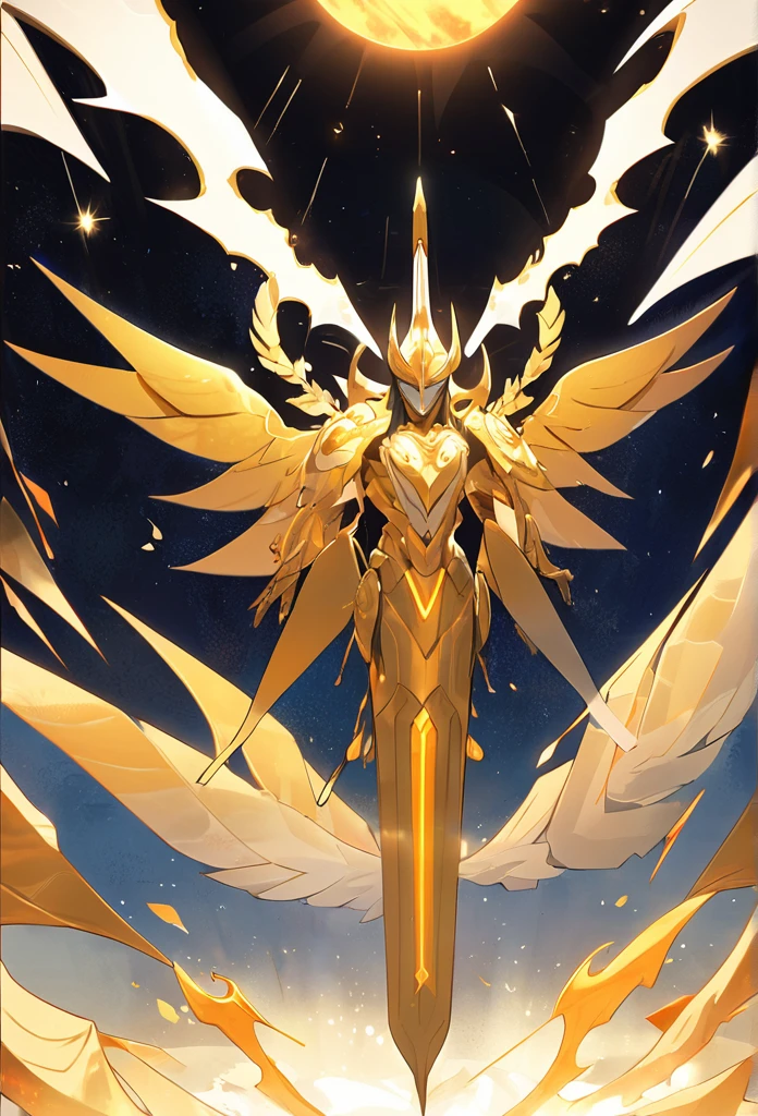 SaitoAltura: 1,8 metersHair: Black and shortBody: Robust but not fatEyes: Gold Mask: Covers the lower half of the faceArmor: Red with orange details, adorned with symbols related to the sunWings: Of golden lightSword: Of golden light in one of his handsSymbols: Symbolism of the sun behind