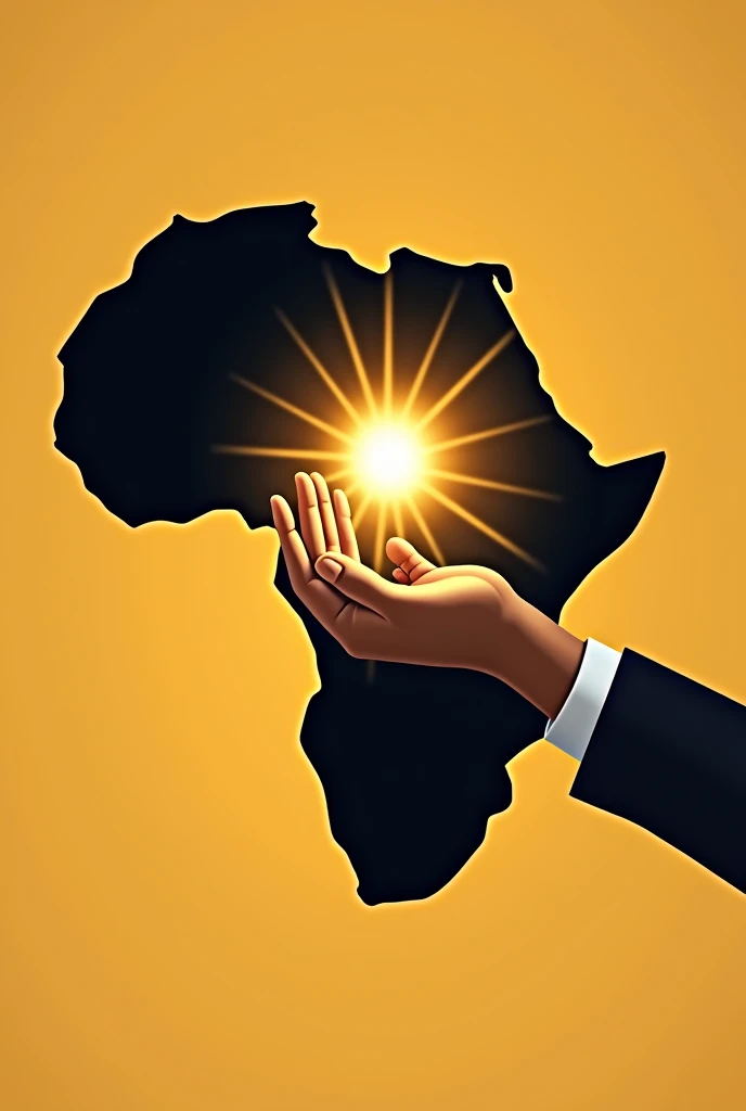 The representation of the map of Africa with a hand holding a light inside This image should bring out leadership