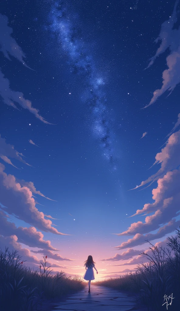 Starry Sky、old Town、walk、girl
