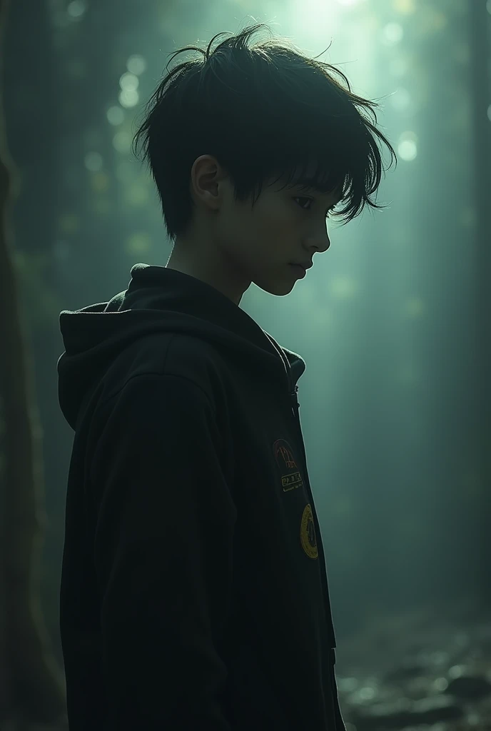 A tall, black-haired boy a weird, misty light shining about him, not a day older than sixteen.