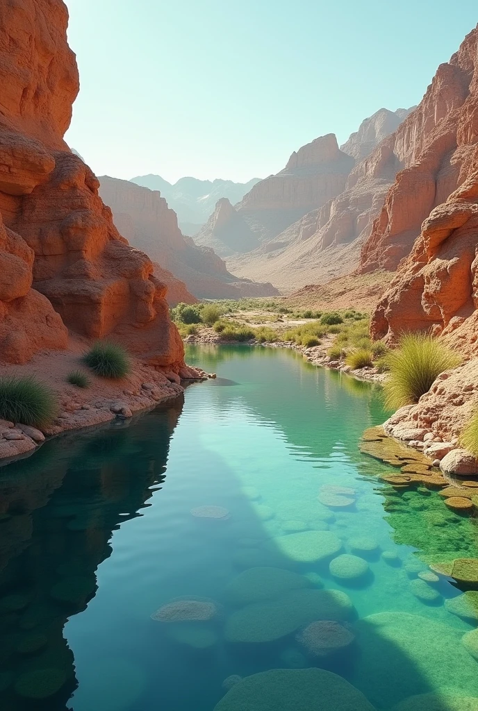 Body of water in an oasis in the desert