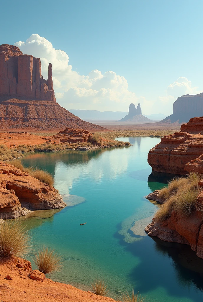 Body of water in an oasis in the desert 