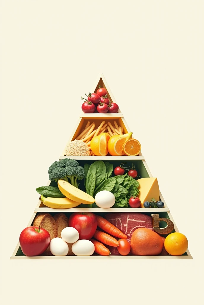 Make a food pyramid with food groups and examples