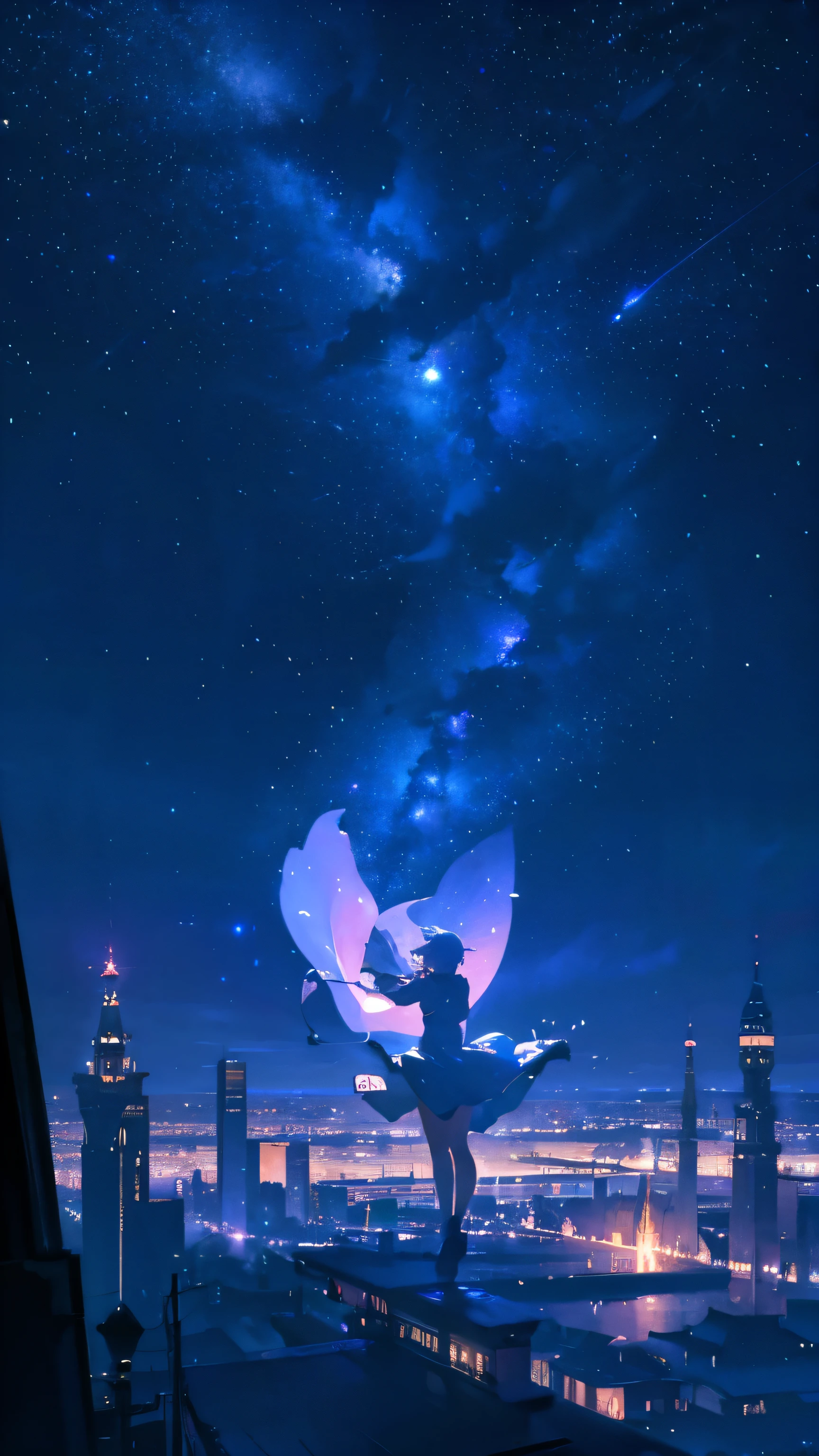 wood々whisper of　Stardust dancing in the wind　Silence of the Night, Surrealism, cinematic lighting, UHD, high details, best quality, highres, 8k