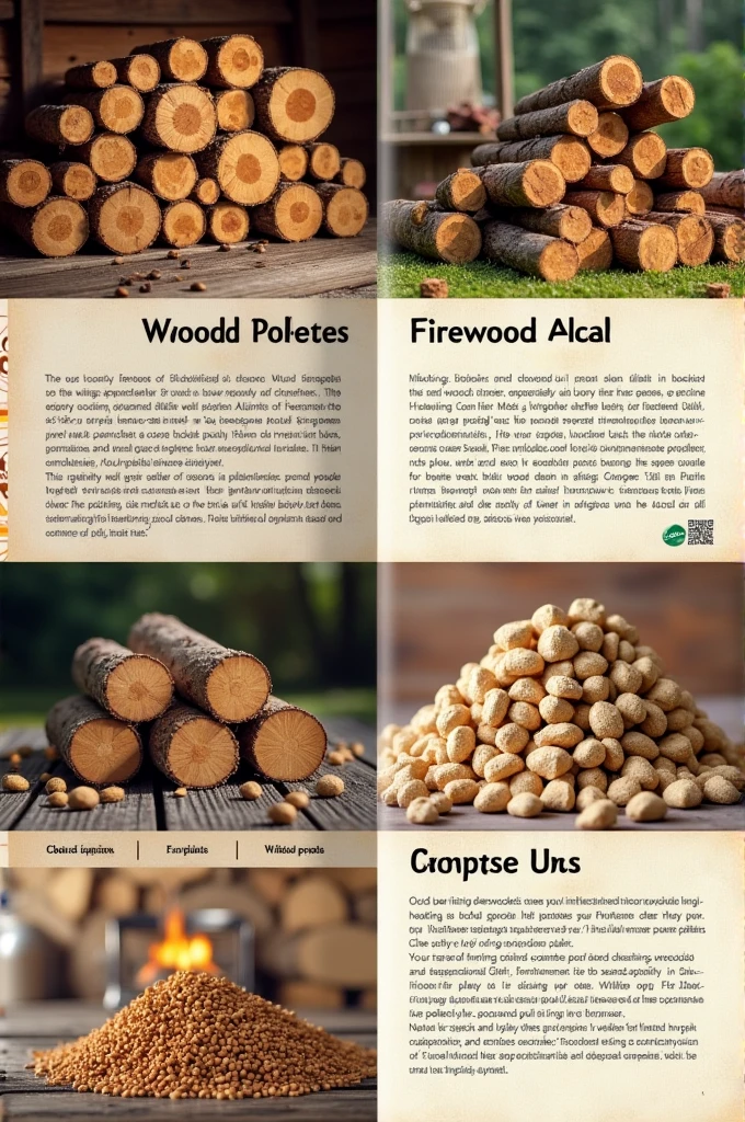 Photorealistic firewood and wood pellet sales leaflet