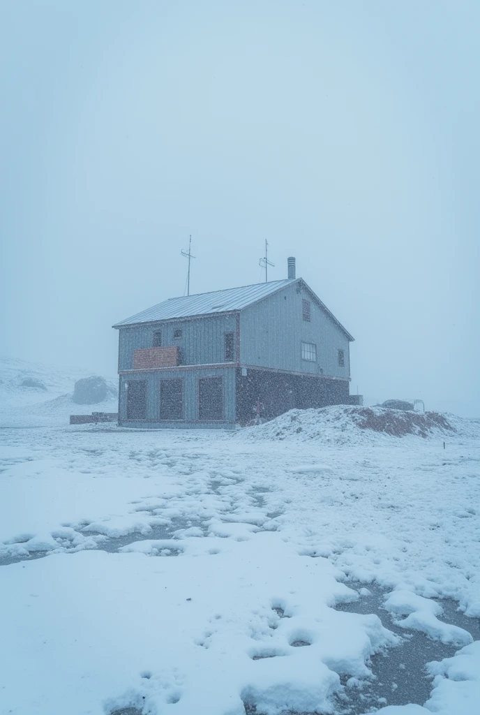 Antarctic base、Snowstorm