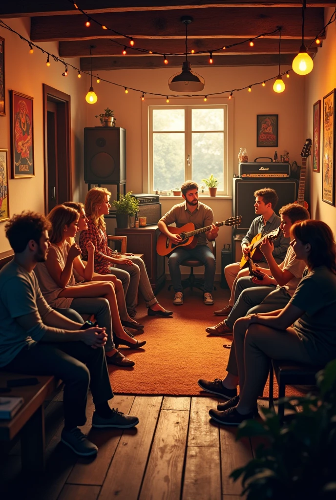 
Generate carosel post with a small room music community event vibe