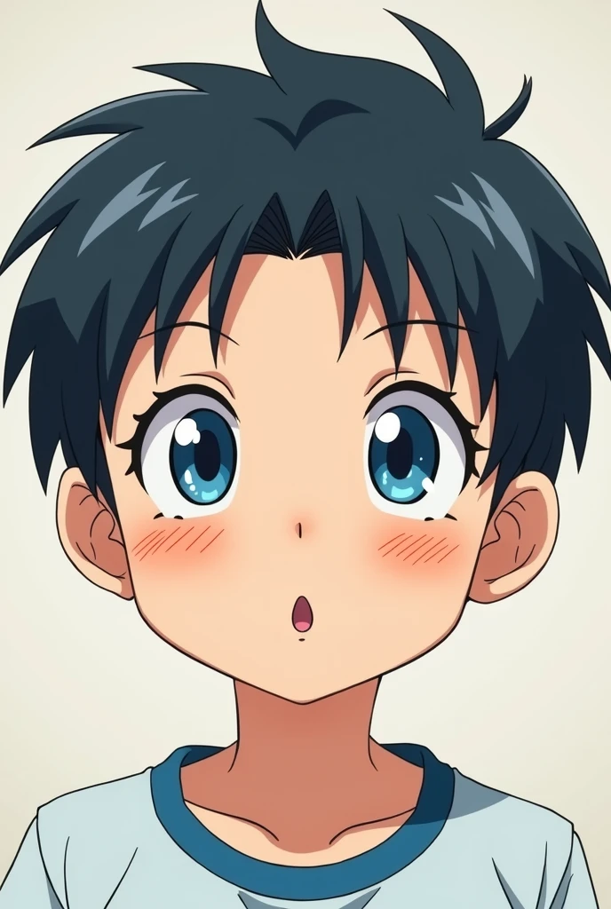 anime、Surprised boy、Blue Eyes、Parting hair in the center