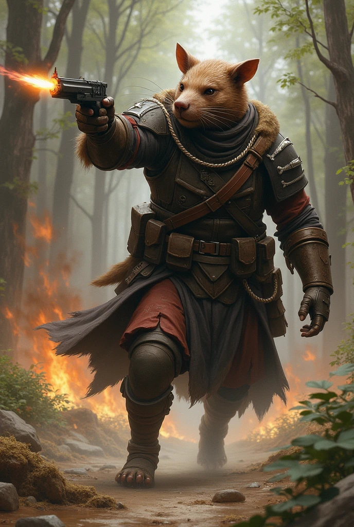 The Rat-Tho soldier shoots the enemy and breaks his leg.