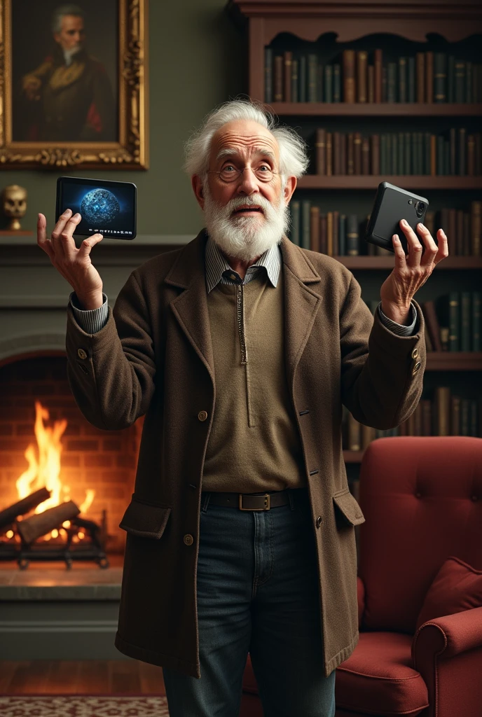 Draw an old man boasting about his pixel fold