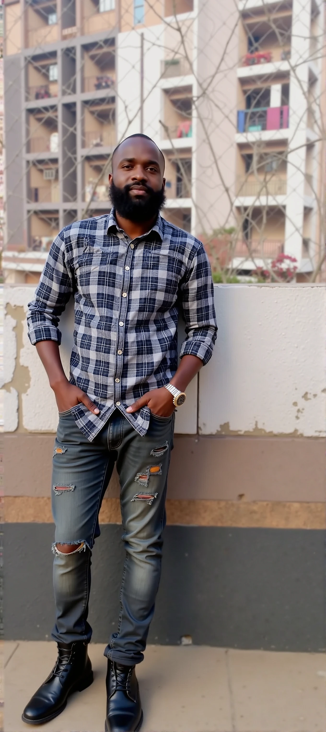 29 year old Black male Animated with full beard fairly handsome looking cool